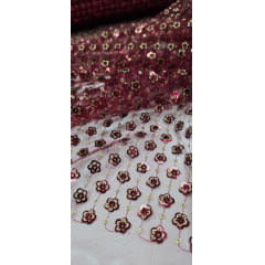 Paetê Bordado Margot Marsala com Dourado
