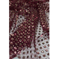 Paetê Bordado Margot Marsala com Dourado