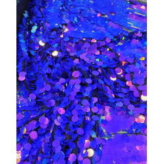 Paetê Bordado Metalic Holográfico Azul com Roxo Modelo 02