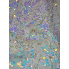 Paetê Bordado Metalic Holográfico Branco Modelo 02 