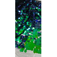 Paetê Bordado Metalic Holográfico Verde com Azul  Modelo 02  