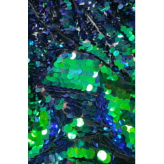 Paetê Bordado Metalic Holográfico Verde com Azul  Modelo 02  