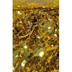 Paetê Bordado Moneta Dourado