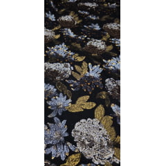 Paetê Bordado Premium Floral Cobre Multicolor