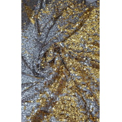 Paetê Bordado Reversível Prata com Dourado Griff Paetê Bordado Reversível Prata com Dourado Griff