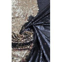 Paetê Bordado Reversível Preto Fosco com Dourado Claro Paetê Bordado Reversível Preto Fosco com Dourado Claro