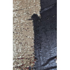 Paetê Bordado Reversível Preto Fosco com Dourado Claro