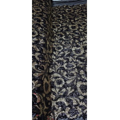 Paetê Bordado Royale Preto com Dourado
