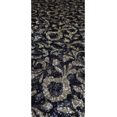 Paetê Bordado Royale Preto com Dourado