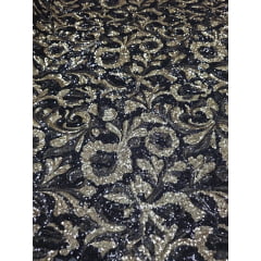 Paetê Bordado Royale Preto com Dourado