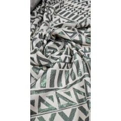 Paetê Bordado Tribal Branco com Verde