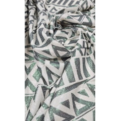 Paetê Bordado Tribal Branco com Verde