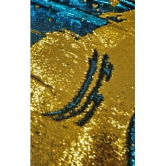 Paetê Reversível Premium Azul Turquesa com Dourado