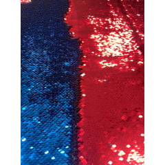 Paetê reversível Premium Vermelho com Azul Royal