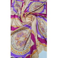 Cetim com lycra estampado lenço - Comprimento1,20 m x Largura 1,50 m 