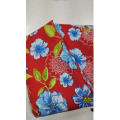 Chitão Estampado Fundo Vermelhos com Mandalas - Comprimento 4 m x Largura 1,40 m 