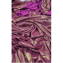 Malha fucsia plissada com foil - Largura 1,45 m x Comprimento 3,50 m 