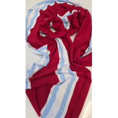 Malha viscolycra listrada azul e vermelha (tira)- x Comprimento 0,30 m x Largura 1,80 m Malha viscolycra listrada azul e vermelha (tira)- x Comprimento 0,30 m x Largura 1,80 m