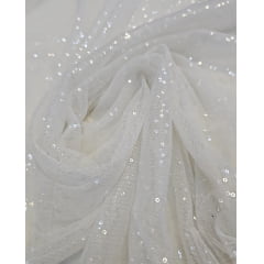 Paetê bordado transparente com defeitos - Largura 1,40 m x Comprimento 3 m 
