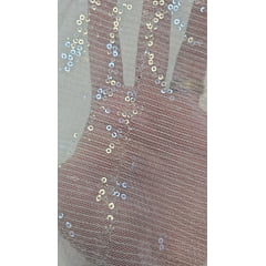 Paetê bordado transparente com defeitos - Largura 1,40 m x Comprimento 3 m 