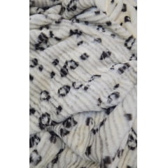 Pelúcia Animal Print Creme COM DEFEITO - Largura 1,80 m x Comprimento 1,90 m 