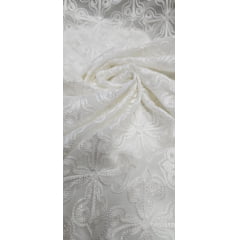 Seda bordada off white - Largura 1,40 m x Comprimento 4,80 m
