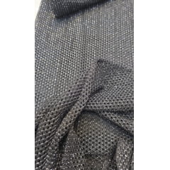 Tela lurex preto com foil prata - Comprimento 1,70 m x Largura 1,50 m 