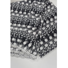 Tule bordado floral off white- Largura 1,30 m x Comprimento 0,85 cm