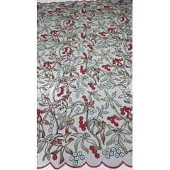 Tule bordado primavera fundo preto - Comprimento 1,60 m x Largura 1,40