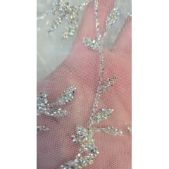 Tule diamond prata (diamante quebrado) - Comprimento 1,40 m x Largura 1,50 m