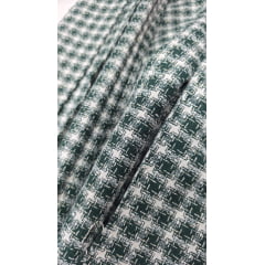 Tweed xadrez verde e branco com fio metálico dourado ST01 - Comprimento 2,60 m x Largura 1,47 m