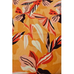 Viscolinho estampado tons de laranja - Largura 1,45 m x Comprimento 4 m 