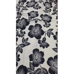 Viscolinho floral creme flores pretas - Largura 1,45 m x Comprimento 4 m 
