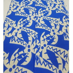 Viscose coqueiros fundo azul royal - Largura 1,45 m x Comprimento 3 m  
