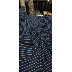 Viscose estampada listrada tons de azul - Comprimento 4 m x Largura 1,40 m 