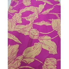 Viscose estampada pink com amarelo  - Largura 1,45 m x Comprimento 5 m 