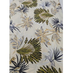 Viscose floral fundo creme  - Largura 1,45 m x Comprimento 3,60 m