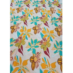 Viscose floral tiffany com amarelo  - Largura 1,47 m x Comprimento 3 m 