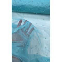 Tule com Pérolas Azul Piscina Tule com Pérolas Azul Piscina