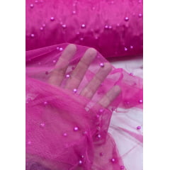 Tule com Pérolas Pink