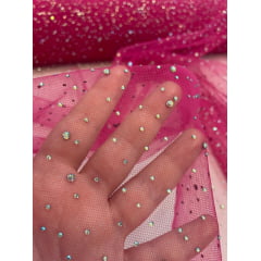 Tule Party Fundo Pink com Strass Boreal