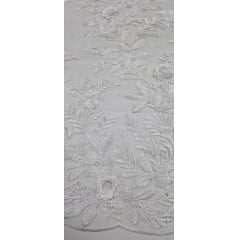 Renda Bordada London 3D Branco Modelo 14