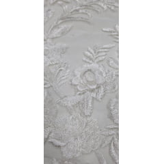 Renda Bordada London 3D Branco Modelo 14