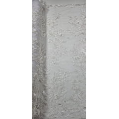 Renda Bordada London 3D Branco Modelo 14