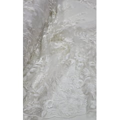 Renda Bordada London 3D Branco Modelo 14