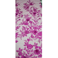 Renda Bordada London 3D Fucsia Modelo 17