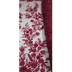 Renda Bordada London 3D Marsala Modelo 14