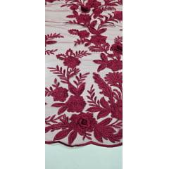 Renda Bordada London 3D Marsala Modelo 14