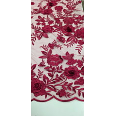 Renda Bordada London 3D Marsala Modelo 17