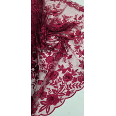 Renda Bordada London 3D Marsala Modelo 17